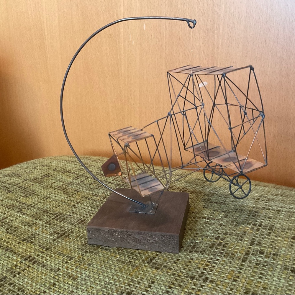 Vintage Wright Brothers Airplane Wire Sculpture/model/brutalist/kinetic/desktop